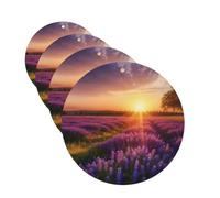 Lot de 4 désodorisants pour voiture, motif lavande prairie au coucher du soleil, printemps, cartes parfumées à suspendre, parfum durable, aromathérapie de voiture, tablettes d'aromathérapie, pendentif