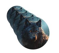 Lot de 4 désodorisants pour voiture - Motif loup - Cartes parfumées à suspendre - Parfum durable - Tablettes d'aromathérapie de voiture - Pendentif pour rétroviseur de voiture - Pendentifs pour