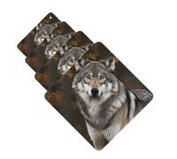 Lot de 4 désodorisants pour voiture - Motif loup gris sauvage - À suspendre - Parfum durable - Tablettes d'aromathérapie de voiture - Pendentif de rétroviseur pour armoire à chaussures
