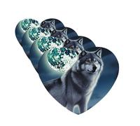 Lot de 4 désodorisants pour voiture - Motif loup sous la lune - Cartes parfumées à suspendre - Parfum durable - Tablettes d'aromathérapie de voiture - Pendentif de rétroviseur pour armoire à
