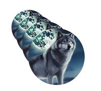 Lot de 4 désodorisants pour voiture - Motif loup sous la lune - Cartes parfumées à suspendre - Parfum durable - Tablettes d'aromathérapie de voiture - Pendentif de rétroviseur pour armoire à