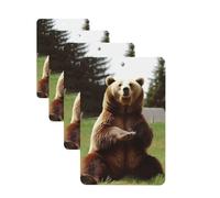 Lot de 4 désodorisants pour voiture - Motif ours assis sur la pelouse - Cartes parfumées à suspendre - Parfum durable - Tablettes d'aromathérapie de voiture - Pendentif pour rétroviseur de voiture