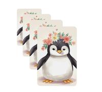 Lot de 4 désodorisants pour voiture, motif pingouin portant des fleurs, cartes parfumées à suspendre, parfum durable, aromathérapie, tablettes d'aromathérapie, pendentif de rétroviseur pour armoire à
