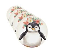 Lot de 4 désodorisants pour voiture, motif pingouin portant des fleurs, cartes parfumées à suspendre, parfum durable, aromathérapie, tablettes d'aromathérapie, pendentif de rétroviseur pour armoire à