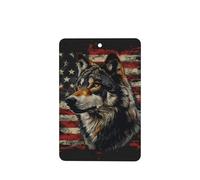 Lot de 4 désodorisants pour voiture Motif tête de loup gris drapeau américain