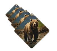 Lot de 4 désodorisants pour voiture - Ours marron - Cartes parfumées à suspendre - Parfum durable - Tablettes d'aromathérapie de voiture - Pendentif pour rétroviseur de voiture - Pendentifs pour