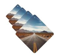 Lot de 4 désodorisants pour voiture, paysage désert, autoroute, cartes parfumées à suspendre, parfum durable, tablettes d'aromathérapie, miroir de rétroviseur pour armoire, armoire à chaussures