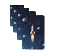 Lot de 4 désodorisants pour voiture Rocket in Space - Cartes parfumées à suspendre - Tablettes d'aromathérapie de voiture - Pour armoire, salle de bain, voiture, miroir intérieur