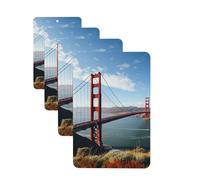 Lot de 4 désodorisants pour voiture - Tablettes d'aromathérapie de voiture - Pont du Golden Gate Bridge de San Francisco - Cartes parfumées amusantes à suspendre - Pour chambre à coucher, armoire