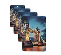 Lot de 4 désodorisants pour voiture - Tower Bridge à Londres - Cartes parfumées à suspendre - Parfum durable - Tablettes d'aromathérapie de voiture - Pendentif de rétroviseur pour armoire à chaussures