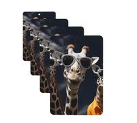 Lot de 4 désodorisants pour voiture - Trois girafes portant des lunettes de soleil - Cartes parfumées à suspendre - Parfum durable - Tablettes d'aromathérapie de voiture - Pendentif pour rétroviseur