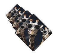 Lot de 4 désodorisants pour voiture - Trois girafes portant des lunettes de soleil - Cartes parfumées à suspendre - Parfum durable - Tablettes d'aromathérapie de voiture - Pendentif pour rétroviseur