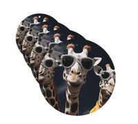 Lot de 4 désodorisants pour voiture - Trois girafes portant des lunettes de soleil - Cartes parfumées à suspendre - Parfum durable - Tablettes d'aromathérapie de voiture - Pendentif pour rétroviseur