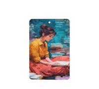 Lot de 4 désodorisants pour voiture Woman In A Library - Cartes parfumées à suspendre - Pour tablettes d'aromathérapie de voiture