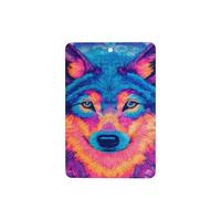 Lot de 4 désodorisants psychédéliques pour voiture Tie Dye Wolf - Rose, bleu, violet - Cartes parfumées à suspendre - Cartes parfumées pour tablettes d'aromathérapie de voiture