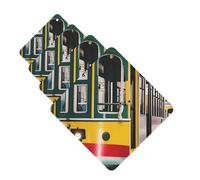 Lot de 4 désodorisants suspendus pour voiture, cartes parfumées longue durée, inspirées du tramway de Lisbonne, pour hommes et femmes.