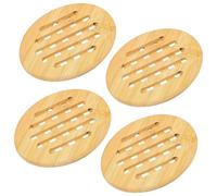Lot de 4 dessous de plat en bambou antidérapants et lavables - Dessous de plat ronds - Pour cuisine, bol, casserole, poêle, théière et assiette (15 cm)