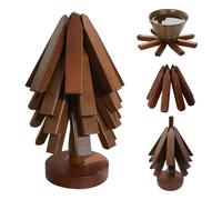 Lot de 4 dessous de plat en bois de noyer - Tapis résistant à la chaleur en forme d'arbre pour vaisselle, poêle, théière - Pliable, durable, respectueux de l'environnement, parfait pour la décoration