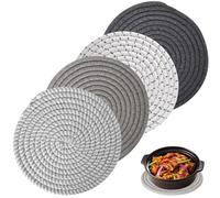 Lot de 4 Dessous de Plat en Fil de Coton, 18 cm Dessous de Verre en Coton Tissé, Dessous de Plat en Fil de Coton Ronds, Dessous de Plats, sous Plat de Table pour Casseroles,Poêles (4, 18)