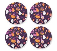 Lot de 4 dessous de plat en liège résistant à la chaleur avec inscription Happy Halloween Trick or Treat Candy