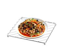 Lot de 4 dessous de plat en métal pour casseroles et poêles - Résistants à la chaleur - Dessous de plat carrés et ronds avec pieds en silicone - Protection de table antirouille pour plats chauds et