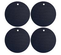 Lot de 4 dessous de plat en silicone multi-usages résistants à la chaleur jusqu'à 240 °C, imperméables, antidérapants, flexibles, durables, passent au lave-vaisselle (noir)