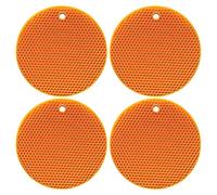Lot de 4 dessous de plat en silicone multi-usages résistants à la chaleur jusqu'à 240 °C, imperméables, antidérapants, flexibles, durables, passent au lave-vaisselle (orange)