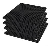 Lot de 4 dessous de plat en silicone pour cuisine, résistants à la chaleur jusqu'à 200 °C, antidérapants pour comptoir de table, tapis d'isolation réutilisables et faciles à nettoyer