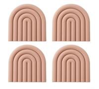 Lot de 4 dessous de plat en silicone pour plats chauds, résistants à la chaleur, 15 x 15 cm, dessous de verre antidérapants pour cuisine, repose-cuillère, rose vert (farine)