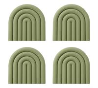 Lot de 4 dessous de plat en silicone pour plats chauds, résistants à la chaleur, 15 x 15 cm, dessous de verre antidérapants pour cuisine, repose-cuillère, rose vert (vert olive)