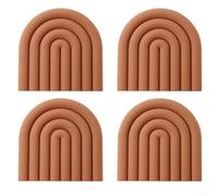 Lot de 4 dessous de plat en silicone pour plats chauds, résistants à la chaleur jusqu'à 232,2 °C, tapis de cuisine multifonction et repose-cuillère, décoration propre, rose, vert, bleu (marron, orange