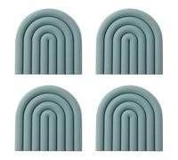 Lot de 4 dessous de plat en silicone résistant à la chaleur pour plats chauds, protection des surfaces de cuisine, multi-usage comme maniques et dessous de verre (gris et bleu)