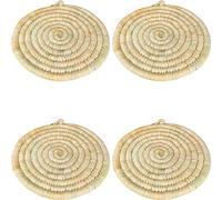 Lot de 4 dessous de plat pour tajine marocain Talo 30 cm | Support de casserole en osier fait à la main | Couleur naturelle | Fabriqué à la main au Maroc