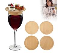 Lot de 4 Dessous de Verre à Vin pour Charcuterie, Bambusoideae, Dessous de Verre à Vin, Couvercles de Verre à Vin, Dessous de Verre pour Fête, Bar, Restaurants
