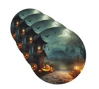 Lot de 4 dessous de verre antidérapants en cuir pour Halloween, dessous de verre absorbants, résistants à la chaleur, pour table basse, cuisine, salle à manger, bar