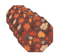 Lot de 4 dessous de verre d'automne pour boissons en cuir antidérapant résistant à la chaleur pour protection de table, tapis de tasse absorbant pour décoration de table basse, octogone