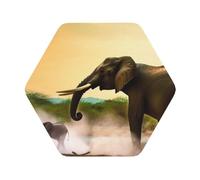 Lot de 4 dessous de verre en cuir absorbant motif éléphant d'Afrique pour boissons, résistant à la chaleur, protection de table, sets de table basse pour décoration d'intérieur, cadeaux de pendaison