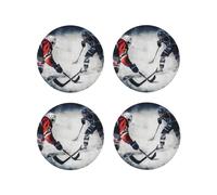 Lot de 4 dessous de verre en cuir avec motif hockey sur glace avec support, imperméable, résistant à la chaleur, pour boissons chaudes et froides, dessous de verre antidérapants pour salon, cuisine,