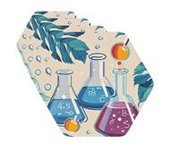 Lot de 4 dessous de verre en cuir résistant à la chaleur - Imprimé chimie - Tapis de protection de bureau - Tapis de tasse à café pour table, bureau, cuisine et bureau