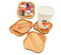 Lot de 4 dessous de verre en mosaïque de bambou, plateaux de base vierges pour travaux manuels, fournitures de mosaïque, dessous de verre, dessous de verre, dessous de verre pour plantes, assiette