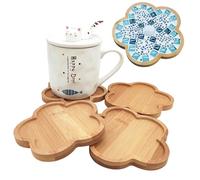 Lot de 4 Dessous de Verre en Mosaïque de Bambou - Plateaux de Base Vierges pour Travaux Manuels, Fournitures de Mosaïque, Dessous de Verre pour Plantes, Assiette