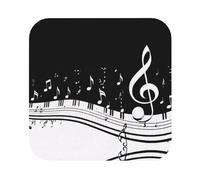 Lot de 4 dessous de verre en PVC double face Motif note de musique Noir/blanc 10 x 10 cm