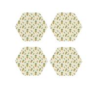 Lot de 4 dessous de verre hexagonaux en cuir - Sous-verres légers et croustillants en forme d'ananas pour bureau, anti-brûlure, pour décoration de table de bureau