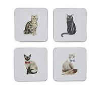 Lot de 4 Dessous de Verre Motif Chats Curieux