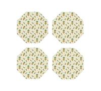 Lot de 4 dessous de verre octogonaux en cuir - Dessous de verre légers et croustillants pour bureau, anti-brûlure, pour décoration de table de bureau