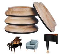 Lot de 4 dessous de verre pour piano - En bois d'hévéa - Ronds - Diamètre : 10 cm - Antidérapants - Pour piano, meubles, canapés