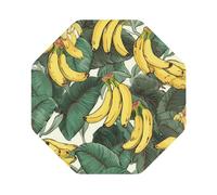 Lot de 4 dessous de verre sans couture avec support en cuir Motif bananes et feuilles 10,2 cm