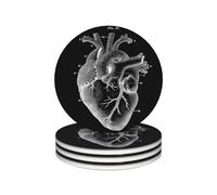 Lot de 4 Dessous de Verres Médecin cardiologue Anatomique du cœur, Décoration de Table Basse sous Verre en Liège pour Boissons La Maison Bar Café