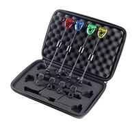 Lot de 4 détecteurs de morsure de carpe avec lumière LED - Détecteur de swing lumineux - 32 cm - Avec boîte de transport - Indicateurs de touche pour la pêche à la carpe