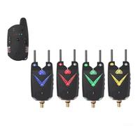 Lot de 4 détecteurs de touche de pêche à la carpe avec récepteur à télécommande, indicateur d'alarme de touche de pêche sans fil avec veilleuse LED, indicateurs d'alarmes de pêche à la carpe